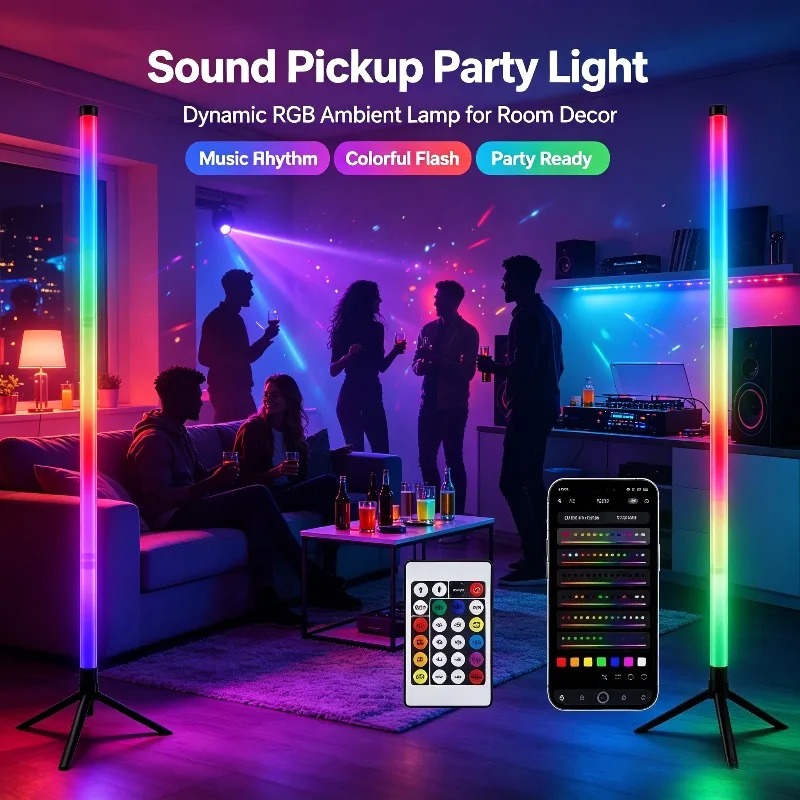 2個セット 120CM RGBフロアランプ、音に反応するLE - Interior Design Room のレビューと価格