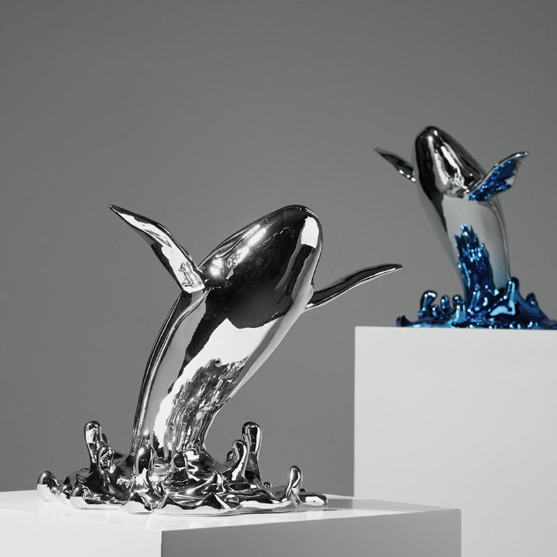 創造的なクジラの彫刻,室内装飾用の銀メッキ樹脂製の彫刻,ホテ - Interior Design Xmas のレビューと価格