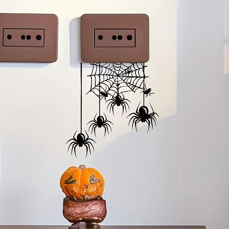 ハロウィンスパイダースイッチステッカー1枚 - 黒いクモと蜘 - Interior Design Web Free のレビューと価格